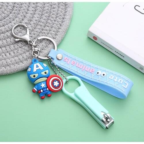 Captain America Iron Man Spiderman Keychains Multifunction Nail Clipper Key Chain Cartoon Toy Bag Pendant fou Children