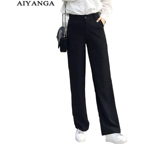 Womens Trousers 2020 High Waist Straight Pants Female Black Casual Loose Formal Long Pant Plus Size Streetwear Pantalon Femme