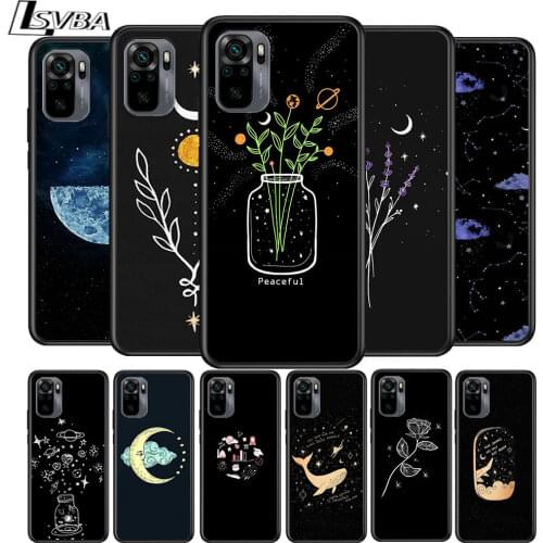 Moon Stars Planet for Xiaomi Redmi Note 10 10S 9 9T 9S 9Pro Max 8T 8Pro 8 7 6 5 Pro 5A 4X 4 Soft Black Phone Case
