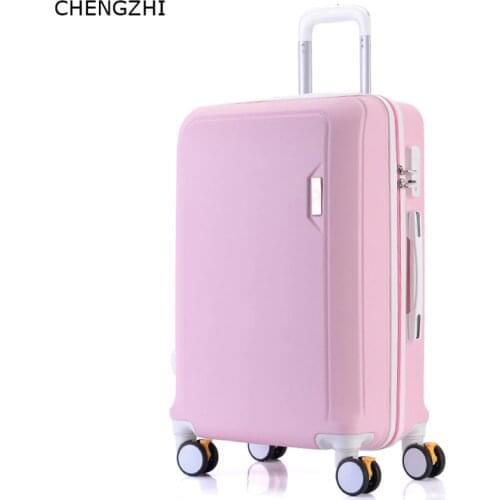 CHENGZHI 20"22"24"26"inch Retro Women Rolling Luggage Spinner Students Travel Bags ABS Cabin password Suitcase Wheels