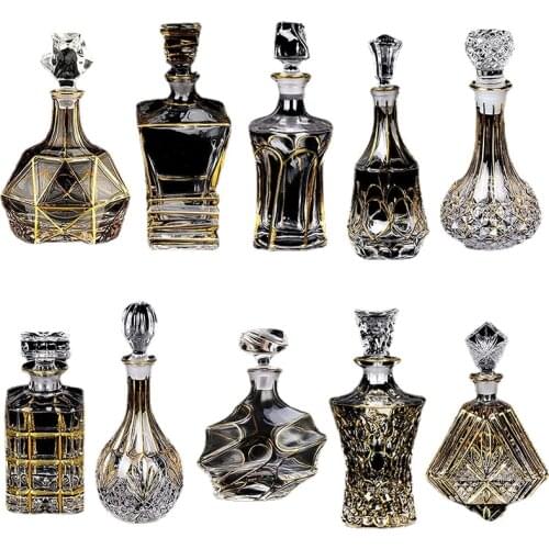 Crystal Glass Wine Bottle Personalized Classic Household Red Wine Gold Wine Decanter Plastic Small Bottle Bar Restaurant Ef50hf