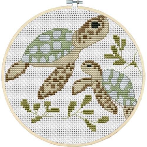 Joy Sunday New Arrival Printed Cross Stitch Kit Little Turtle Looking For Mom DIY Embroidery Kits Christmas Gift Home Decor
