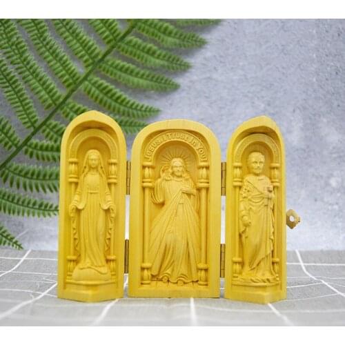 Catholic Sacred Mini Table Swing Car Swing Boxwood Jesus Saint Joseph Crafts Christian Gift 10cm Home Decoration Accessories