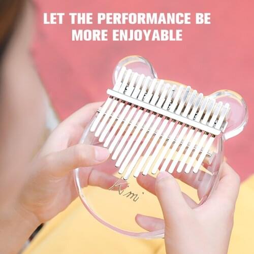 Kimi Acrylic 17 key Thumb Piano Crystal Kalimba Bear Type With Transparent Bracket Storage Case Keyboard Music Instrument Sets
