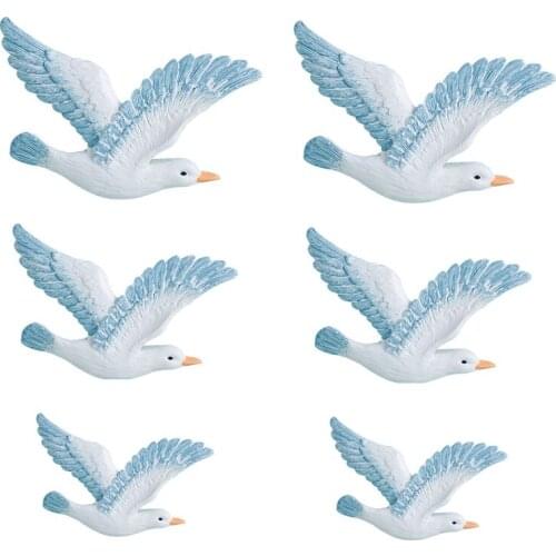 HOT Simulation Mediterranean 6Pcs Seagull Flying Bird Seabird Resin Peace Pigeon Sea Wall Decoration Background Wall Pendant