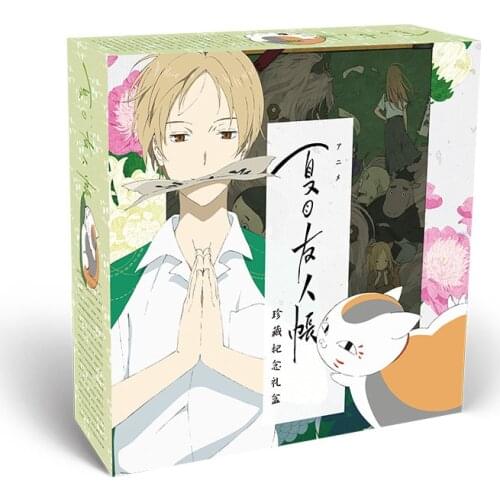 Anime natsume yuujinchou little gift box toy include postcard badge stickers bookmark sleeves bracelet gift