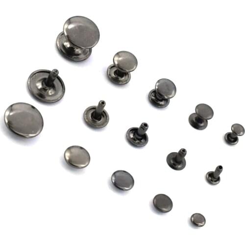 50Pcs Gun Black Rivet Metal Buckle Iron Double-Sided Orange Double Round Head Rivet Quick Rivet DIY Leather Craft Accessories