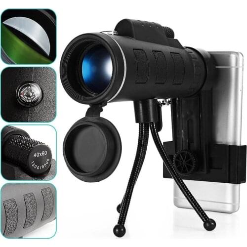 Mountaineering Telescope Monocular Binoculars Clear Weak Night Vision Pocket Telescope with Smart Phone Holder for Camping