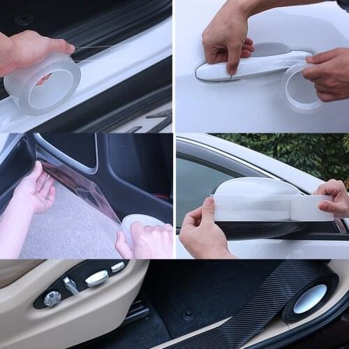 Car Carbon fiber Invisible Door Sill Scuff Rear Trunk plate Side Mirror Car body Nano Protector Film Door Edge Protective Seal