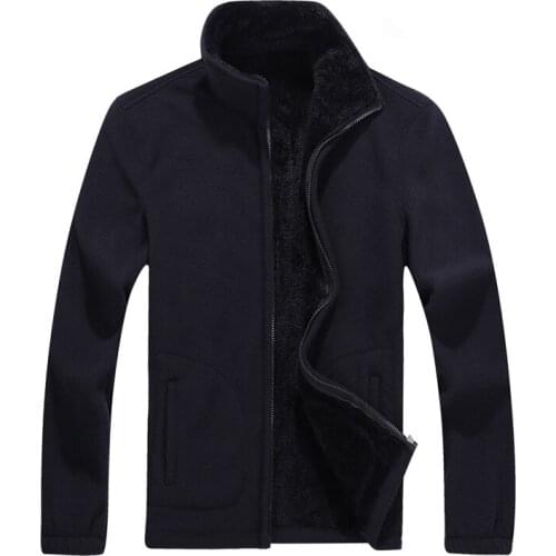 2020 New Winter Plus Velvet Hoodie Polar Fleece Stand-up Collar Zipper Men Coat Solid Color Casual Business Warm Boys Sweatshirt