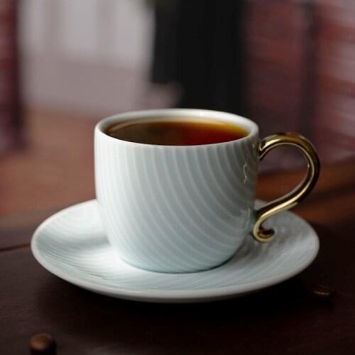 Nordic Style Luxury Cup Saucer Creativity Modern Eco Friendly Porcelain Coffee Cup Manual Reuseable Tazzine Caffe Dining EK50BD