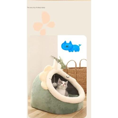 Sweet Cat Bed Warm Pet Basket Cozy Kitten Lounger Cushion Cat House Ten Very Soft Small Dog Mat Bag For Washable Cave Cats Beds