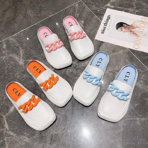 Baotou Slippers Summer New Fashion Metal Decoration Flat Bottom Comfortable Non-Slip Ladies Casual Slippers For Outer Wear