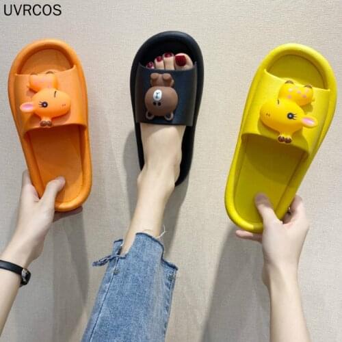 New Parent-child Slippers Ladies Cute Cartoon Bear Summer Slippers Ladies Slippers Family Bathroom Slippers Couple Sandals