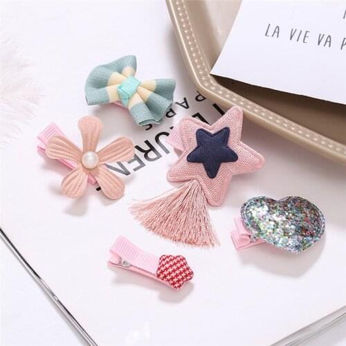 Baby Cute Rabbit Star Plush Ball Bow Hair Clips Flower Plush Webbing Barrettes Hairpins Kids Colorful Hair Clips Pins for Girls