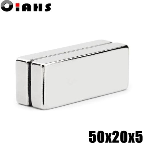 2pcs F50x20x5mm Super Powerful Strong Rare Earth Block NdFeB Magnet Neodymium N35 Magnets F50*20*5mm- Free Shipping