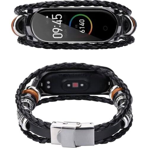 Vintage Braided Rope Wristband Metal Buckle Watch Band Strap Replacement for Xiaomi Mi Band 4/3 Bracelet Accessories