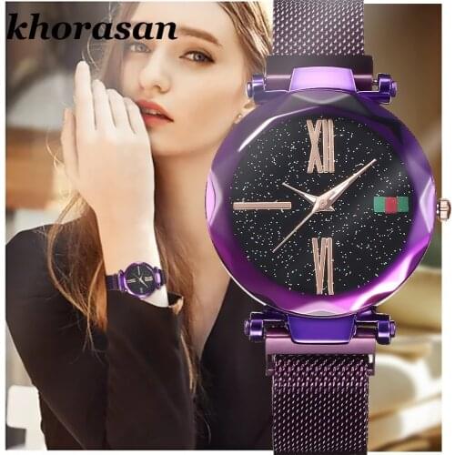 Hot Luxury Women Watches Minimalism Starry Sky Magnet Buckle Fashion Casual Rose Gold Female Wristwatch Waterproof Roman Numeral