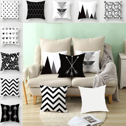 1PC Black White Cushion Cover Pillowslip Geometric Abstraction Pillow Case Throw Pillows Covers Living Room Sofa Decorative