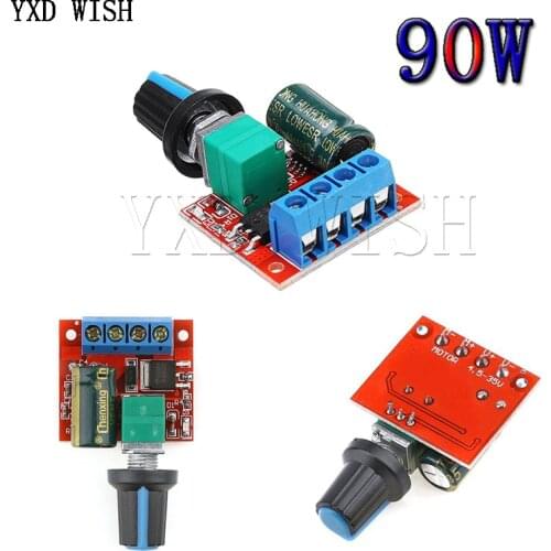 10pcs Mini DC Motor PWM Speed Controller Module 3V 6V 12V 24V 35VDC 90W 5A DC Motor Speed Regulator Control Switch LED Dimmer