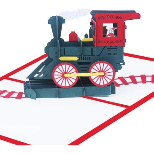 10pcs Wholesale 3D Handmade Cute Santa Clau Train Paper Invitation Greeting Cards PostCard Merry Christmas New Year Party Gift