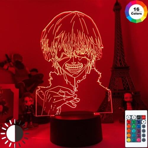 Anime Tokyo Ghoul 3d Lamp Ken Kaneki Light for Bedroom Decor Nightlight Cool Birthday Gift Acrylic Led Night Light Christmas
