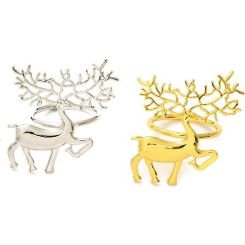 4PCS/Metal Christmas Series Forest Deer Napkin Ring For Christmas Family Party Hotel Wedding Banquet Western Food