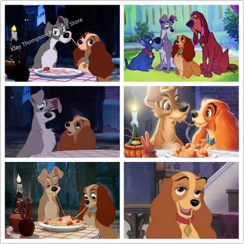 Disney Diy Diamond Painting Cross Stitch Diamond Painting Lady And The Gangster Diamond Embroidery Cartoon Rhinestone Picture