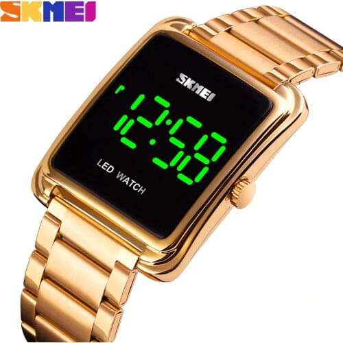 SKMEI LED Digital Watch Mens Waterproof Date Men Digital Wristwatches Stainless Steel Strap Thin Electronic Clock Fashion 1505