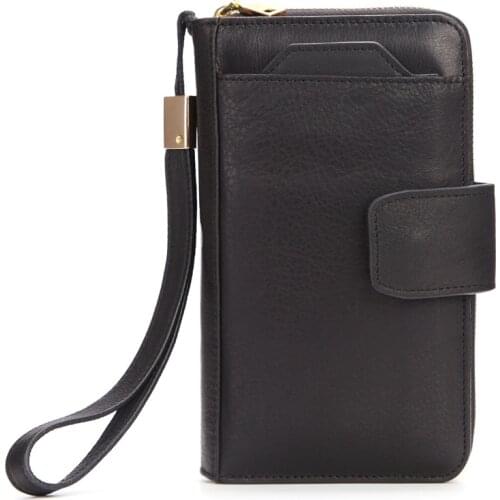 High Quality Genuine Leather Wallet For Men 2021 Big Capacity Card Holder Brown Black Phone Case Purse Luxury Money Organizer