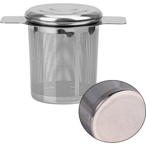 Double Handles Tea Infuser with Lid Stainless Steel Fine Mesh Coffee Filter Teapot Cup Hanging Loose Leaf Tea Strainer