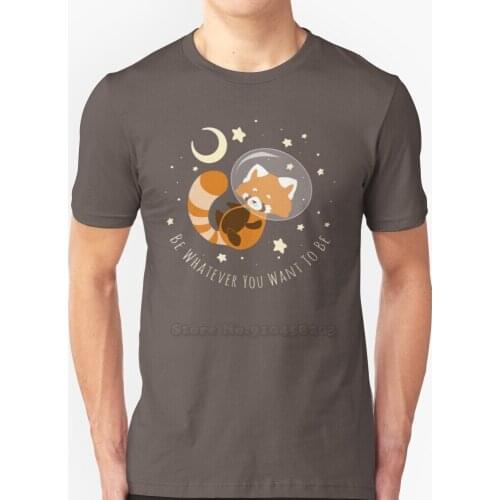 Red Panda Dreams New Summer Lovely Design Hip Hop T-Shirt Tops Red Panda Cute Stars Astronaut Space Moon Dream Be What You Want