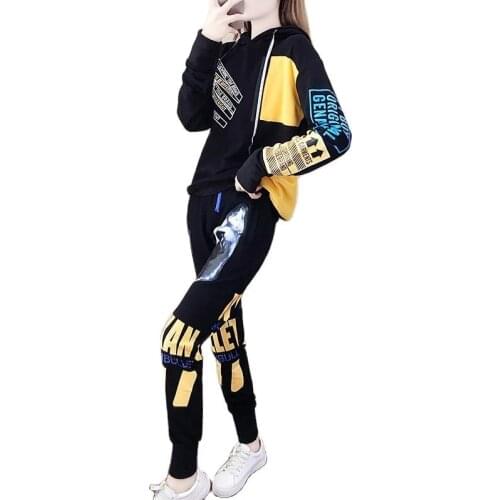 2021New Women Spring Autumn Tracksuit 2 piece Set Hoodies+Pants Sport Suits Casual Sweatshirts Pullover And Trousers Suits 3XL