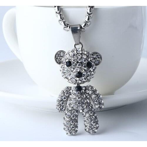 Creative Fashion Bear Necklace Inlaid Shining Zircon Necklace Womens Holiday Party Cute Jewelry Gift