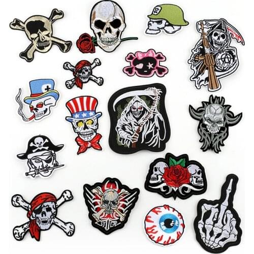 Cool Diy Skull Grim Reaper Embroidery Apparel Badge Emblem Fashion Women Men Decorative Accessory Iron on Skeleton Pirate Patch