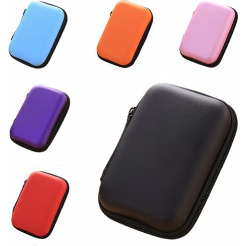 NEW Mini Zipper Hard Headphone Case PU Leather Earphone Storage Bag Protective Case USB Cable Earbuds Pouch Box Earphone Case