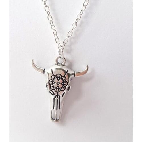 Fashion Vikings Skeleton Skull Head Helm Charm Necklace Animal Cow Bull Pendant Stainless Steel Jewelry For Men Gift 2021
