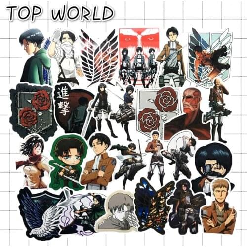 10/42pcs/lot Japanese Anime Attack On Titan Mikasa Levi Eren Stickers For Phone Luggage Bicycle Decal Toy Sticker For Kids