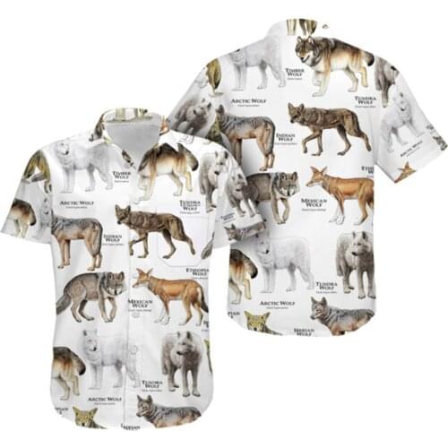 New Fashion Mens Shirt 3D Wolf Printed Shirt Unisex Harajuku Casual Summer Short Sleeve Tops SH10