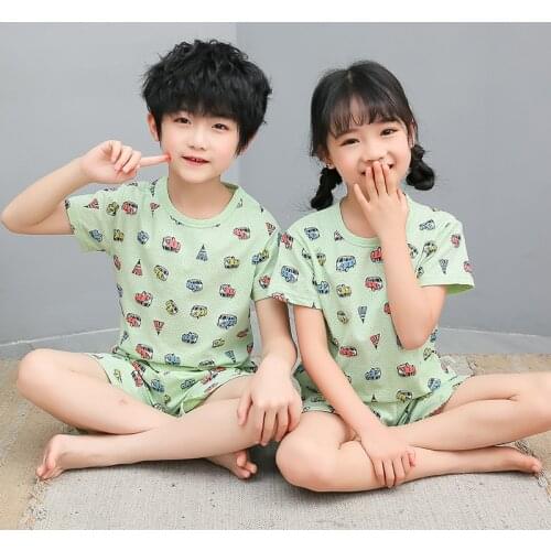 2020 New Baby Kids Pajamas Sets Cotton Short Sleeve Tshirt+Shorts Cartoon Girls Clothing Summer 2pcs Sleepwear Suit Pyjamas Kids
