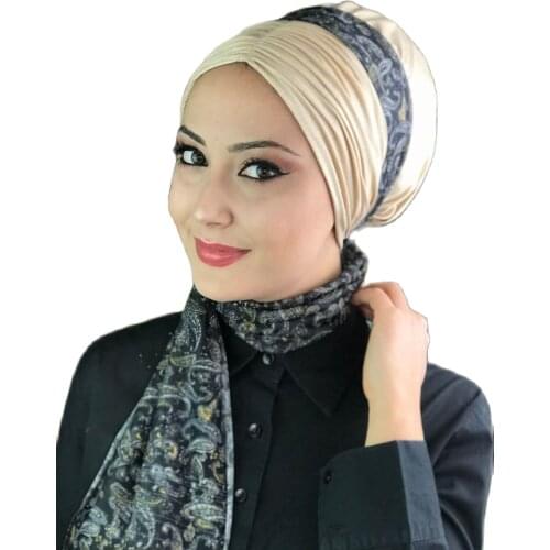 New Fashion 2021 Hijab Turban Lady Hat Seasonal Scarf Hijab Foulard Single Size Pale Yellow Scarf Bone