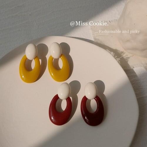 2021Summer New Acrylic/Vintage Fashion WomenS Earrings Resin Hoop Earrings Fashion Simple Jewerlry Women Accesories