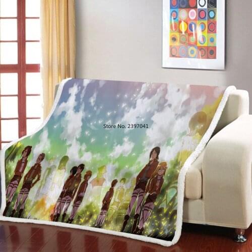 Attack On Titan/Wings of Liberty Sherpa Blanket Fashion Weighted Blanket Animation Blanket For Kids Blanket Picnic Throw Blanket