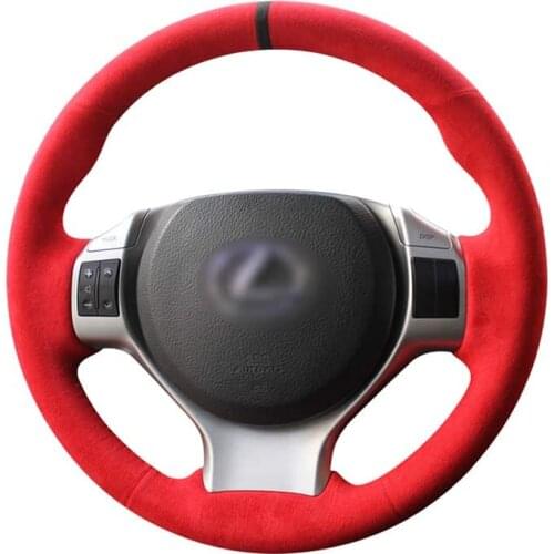 Red Suede Hand Sewing Steering Wheel Cover Wrap For Lexus is LX RX350 ES240 ES250 ES300 ES350 RX CT200 GX400 LS 600 ES