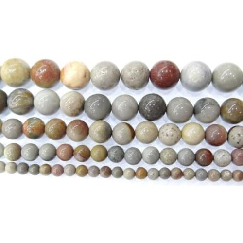 Wholesale Natural Stone Round Beads American Picture Jaspers Stone Loose Beads For Jewelry Making 4/6/8/10/12mm Diy Prayer Beads