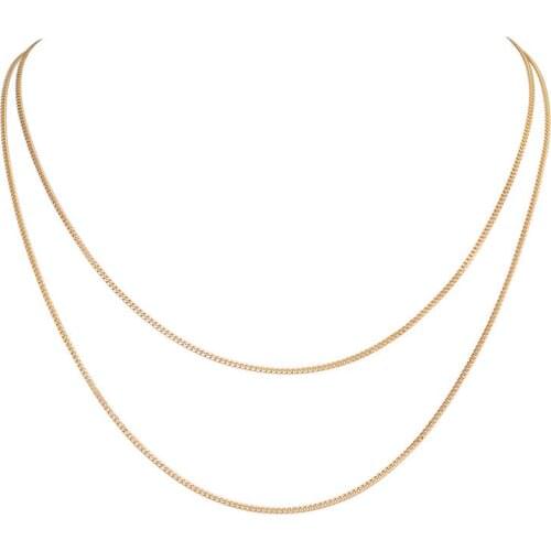 2pieces Layered Chain Link Necklace Stainless Steel Tiny Curb Chain Fashion Collar for Women Gifts