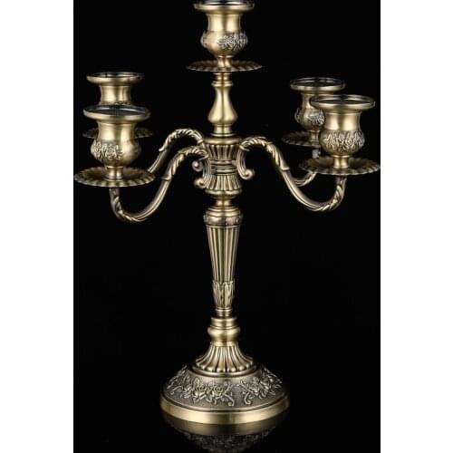 Candle Holders 3-arms/5-arms Bronze Metal Wedding Candlestick Decoration Candle Stand Light Holder for Home Decor
