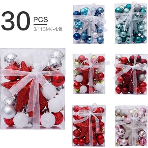 Christmas Decorations 3cm Set Of 30 Christmas Balls Tree Top Star Gift Box Set Christmas Tree Pendant