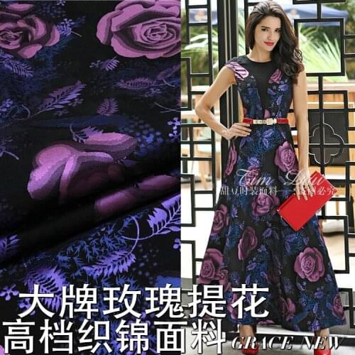 Rose dyed jacquard fabric crisp upscale dress windbreaker fashion cotton jacquard fabric clothing jacquard cotton fabric cloth