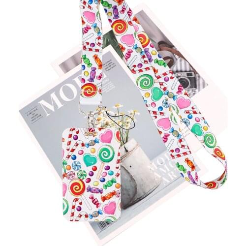 JY127 Cartoon Lollipop Lanyard for Key Neck Strap lanyard Card ID Badge Holder Keychain Holder Hang Rope Keyrings Accessories